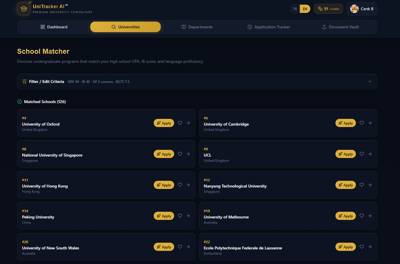 UniTracker AI — University Application Tracker & AI Strategy